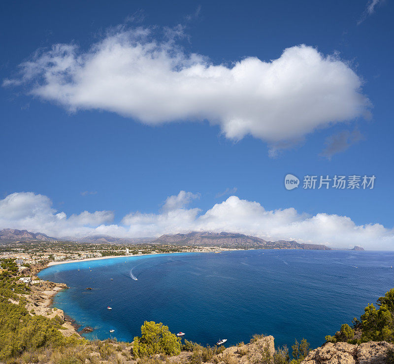 Altea, Calpe和Alfas del Pi, alir哥斯达黎加布兰卡全景在西班牙阿利坎特